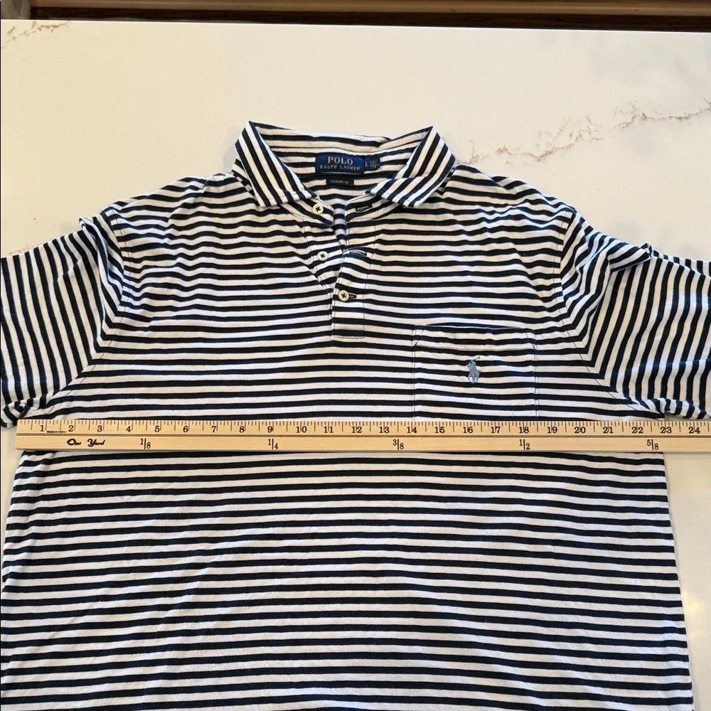 Polo by Ralph Lauren Men's Navy and White Striped Polo Shirt